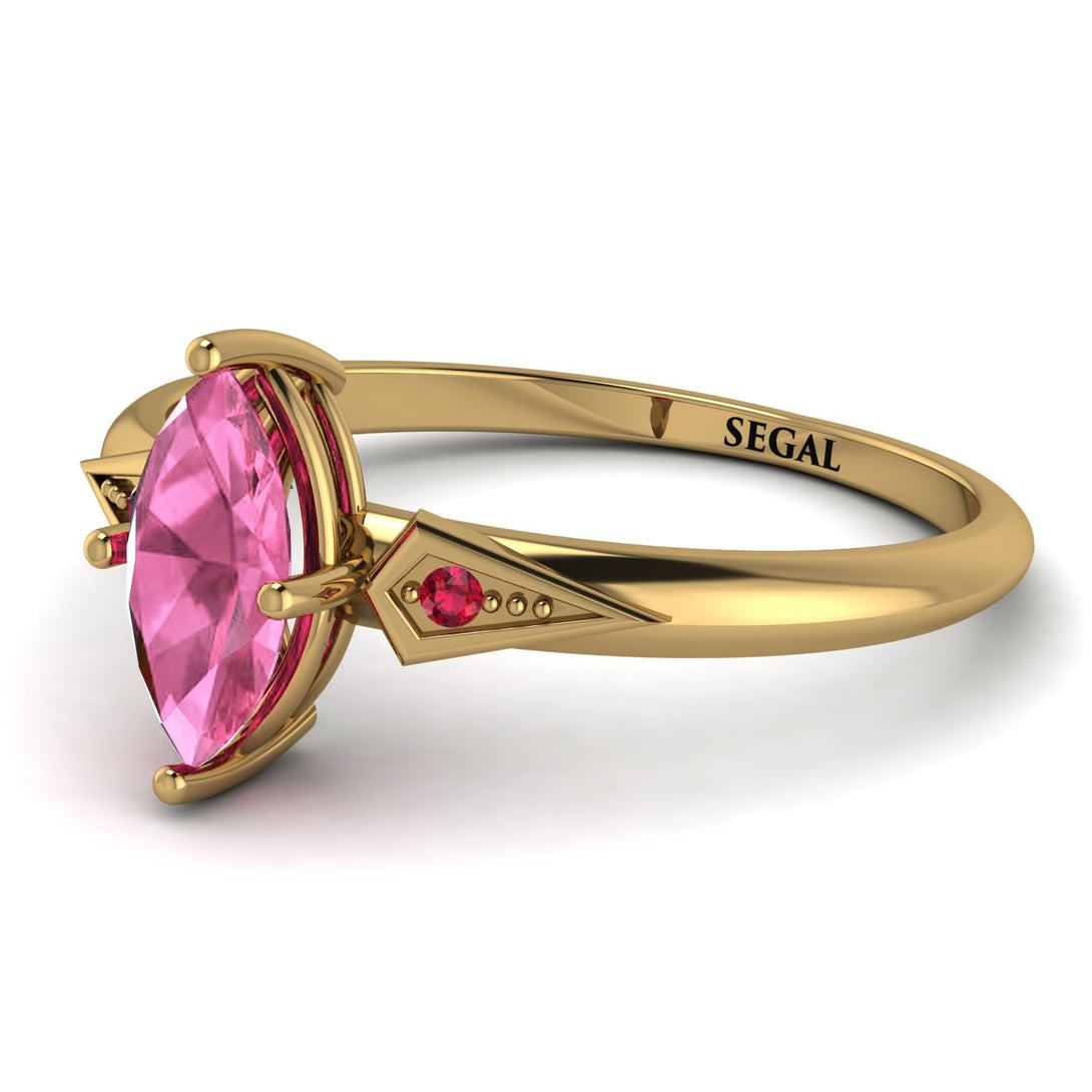Marquise Pink Moissanite Geometrical Engagement Ring - Reese No. 810